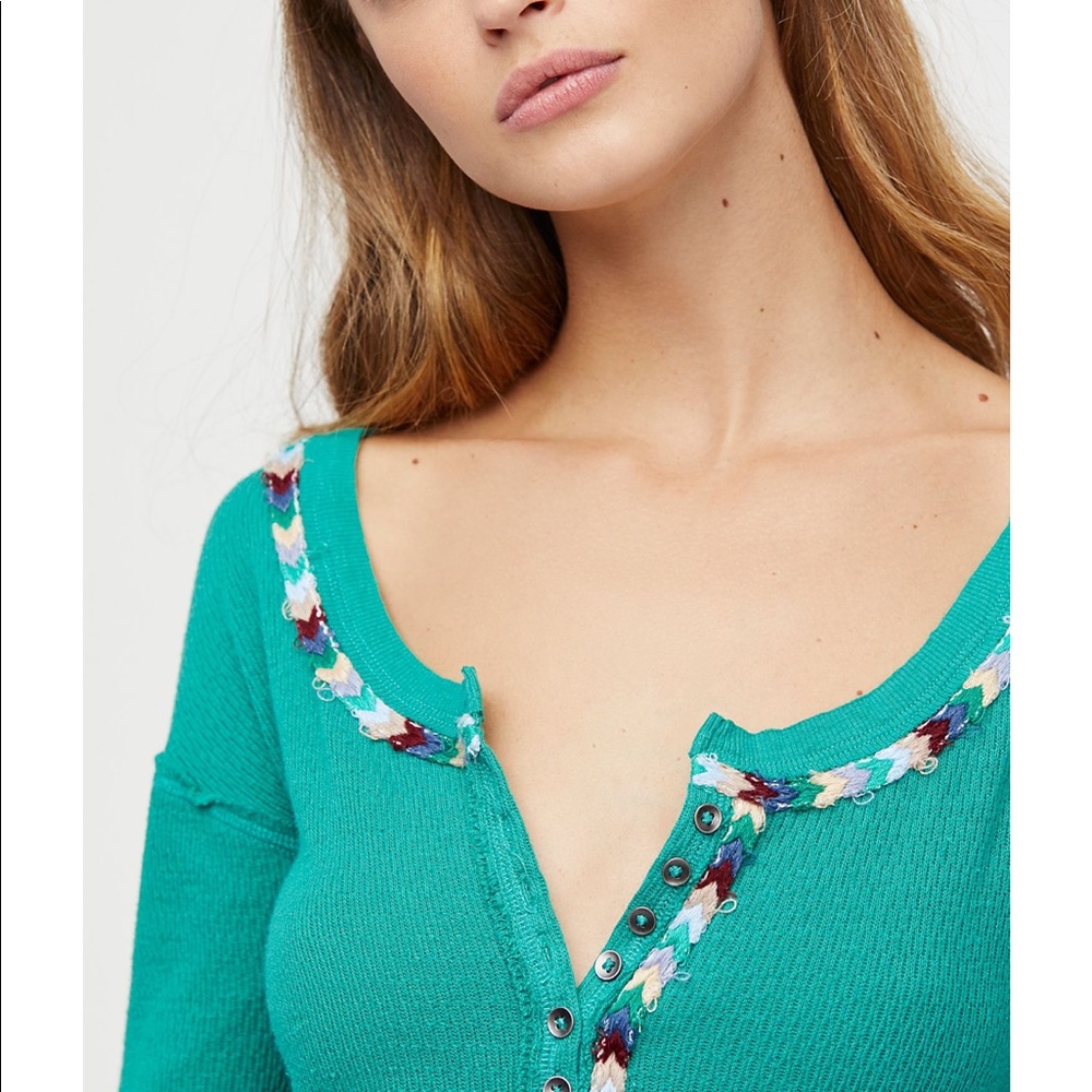 FREE PEOPLE RAINBOW HENLEY SIZE L